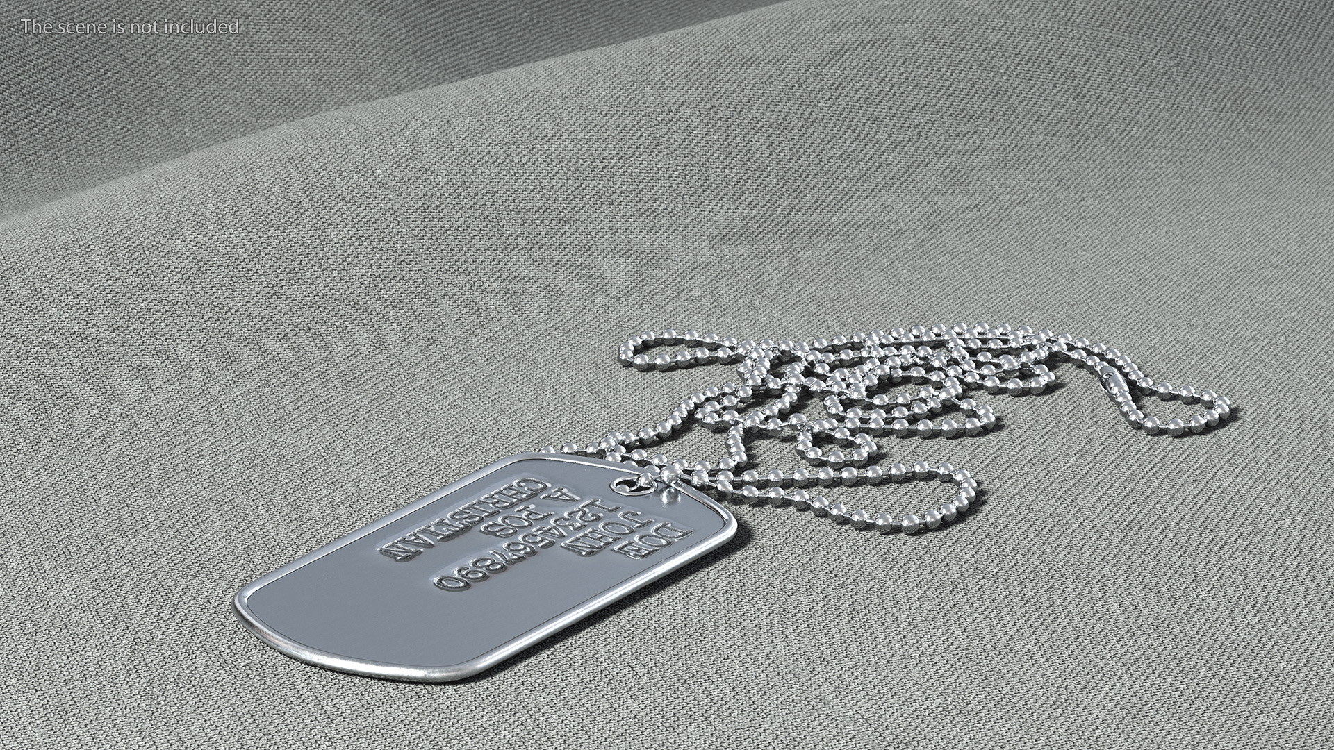 3D Classic Military Dog Tag Necklace model
