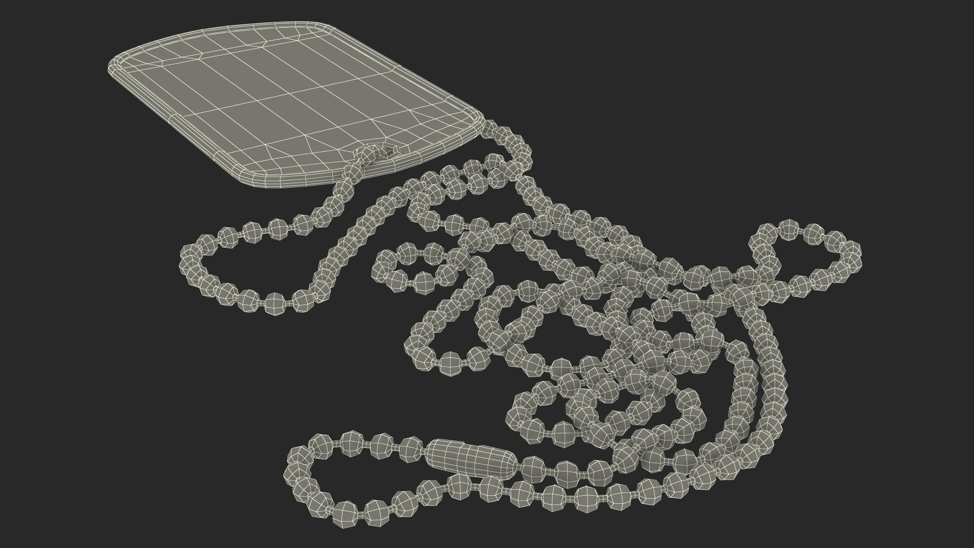 3D Classic Military Dog Tag Necklace model