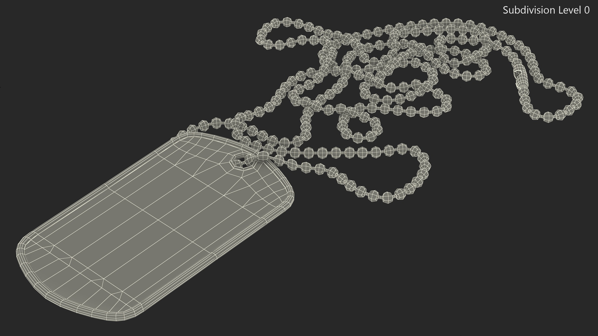 3D Classic Military Dog Tag Necklace model