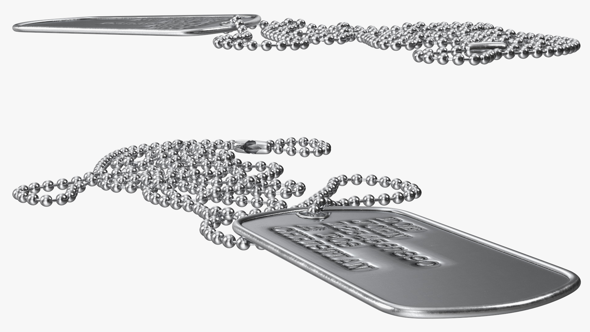 3D Classic Military Dog Tag Necklace model