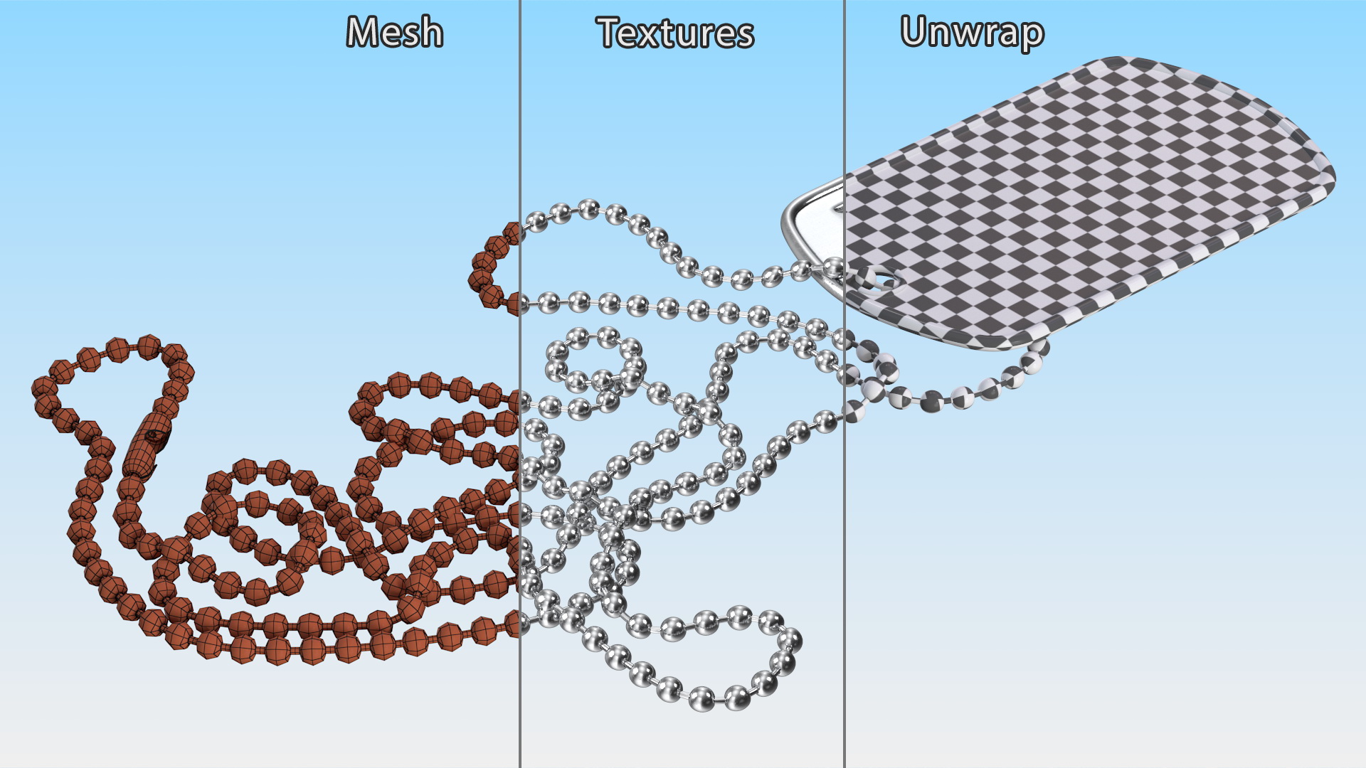 3D Classic Military Dog Tag Necklace model