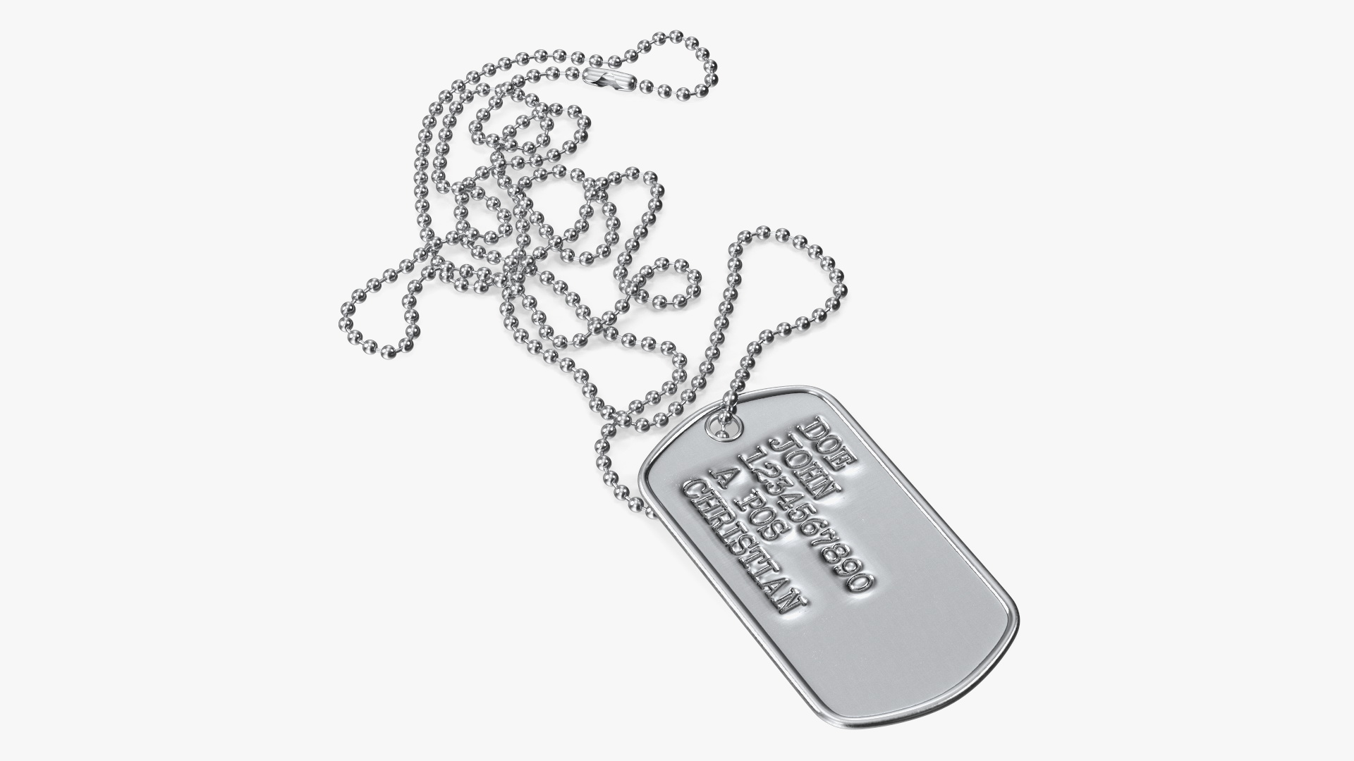 3D Classic Military Dog Tag Necklace model