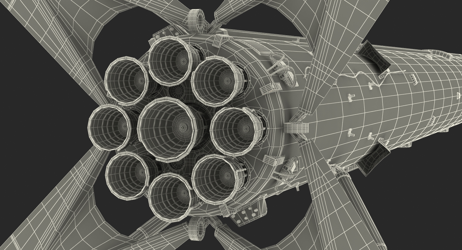 3D Falcon 9 First Stage with Landing Legs model