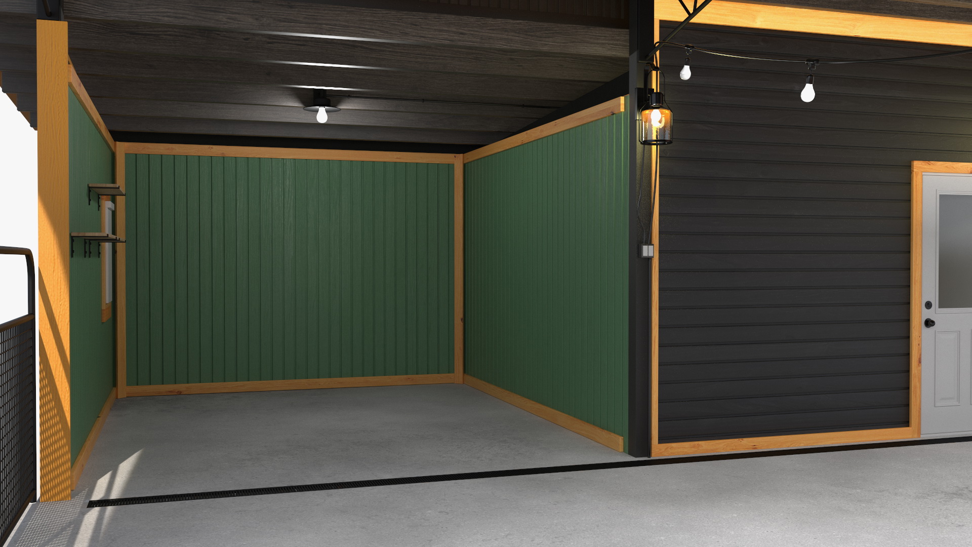 Stable with Horses Fur 3D