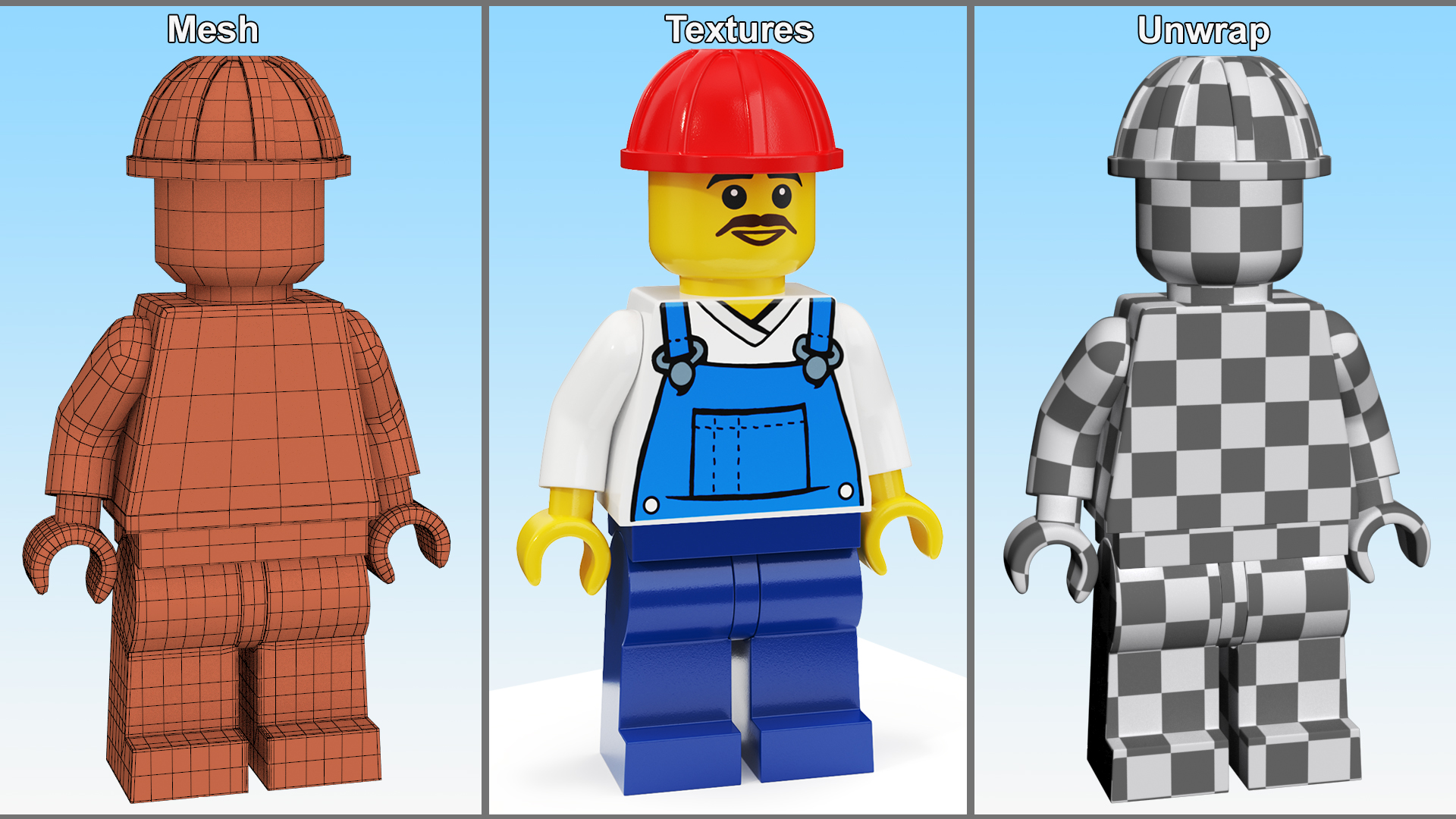 Minifigure LEGO Worker Rigged 3D model