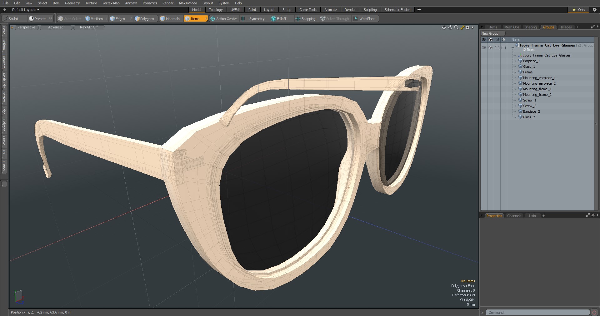 Ivory Frame Cat Eye Glasses 3D