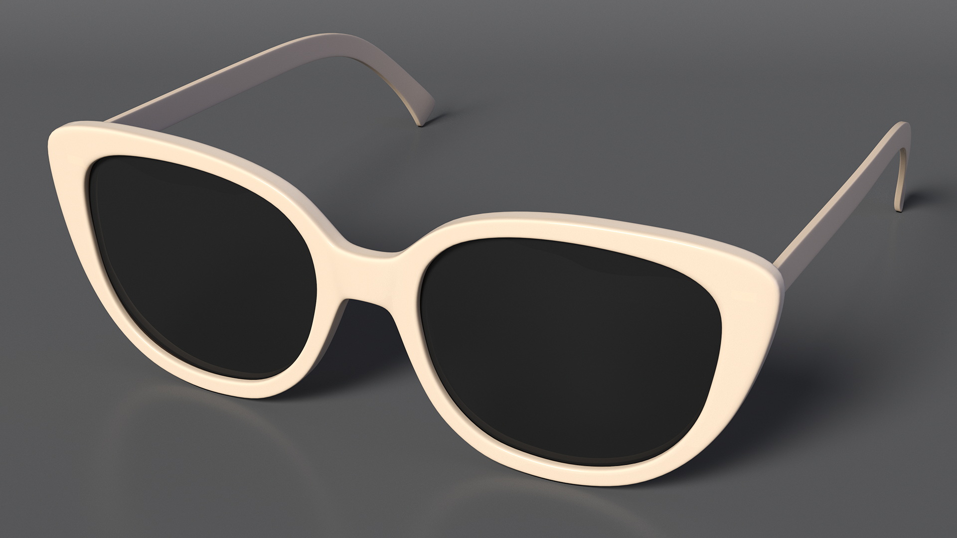 Ivory Frame Cat Eye Glasses 3D
