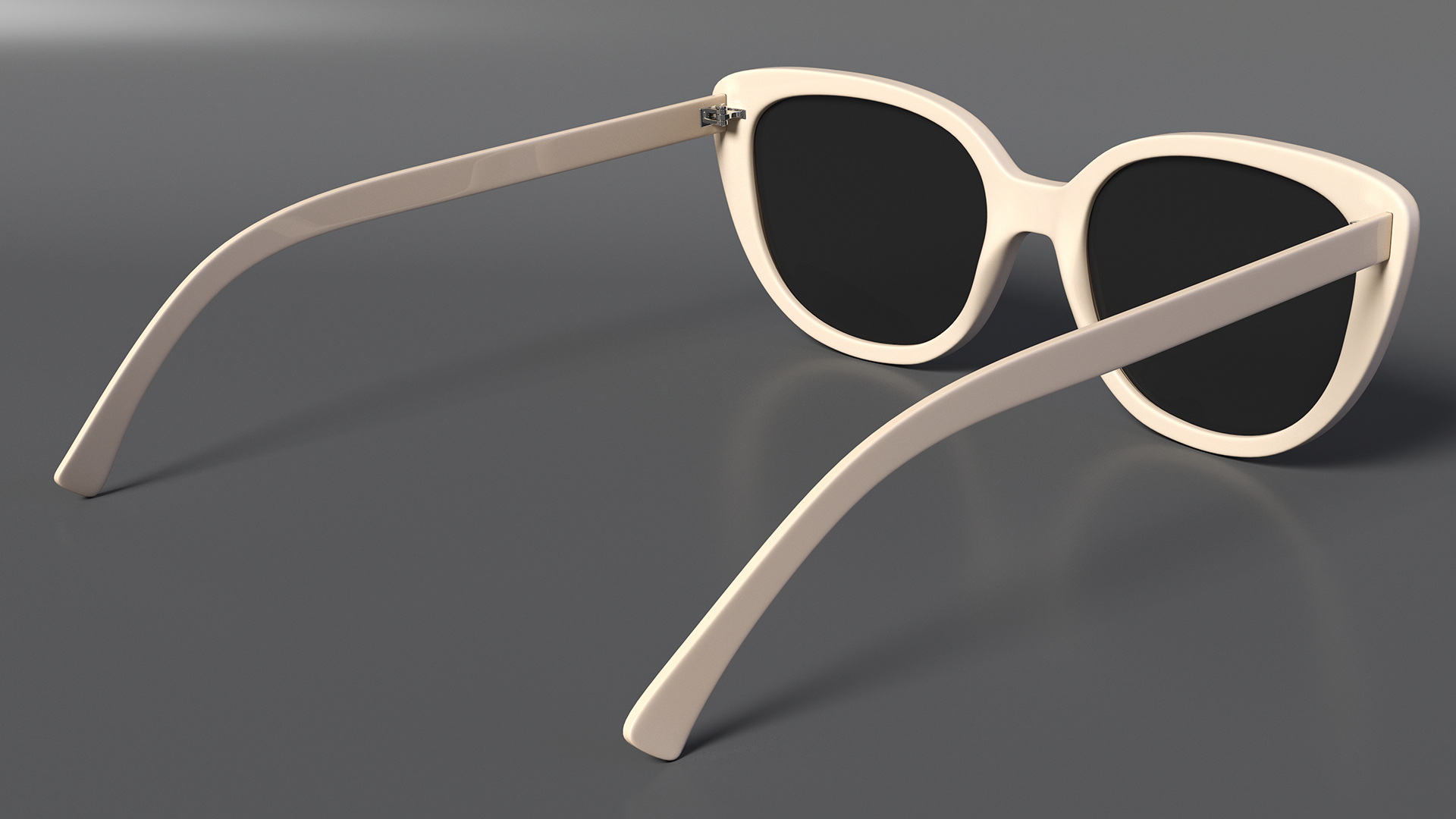 Ivory Frame Cat Eye Glasses 3D