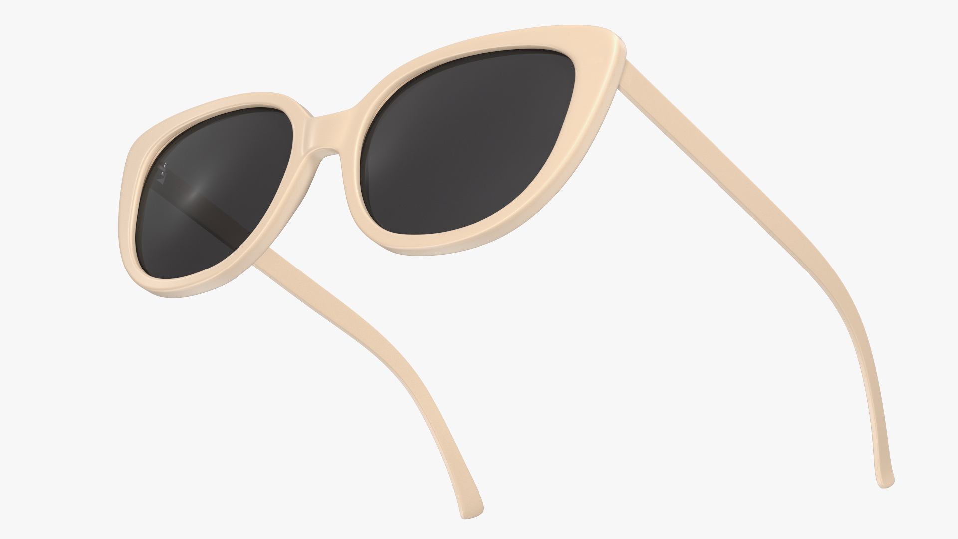 Ivory Frame Cat Eye Glasses 3D