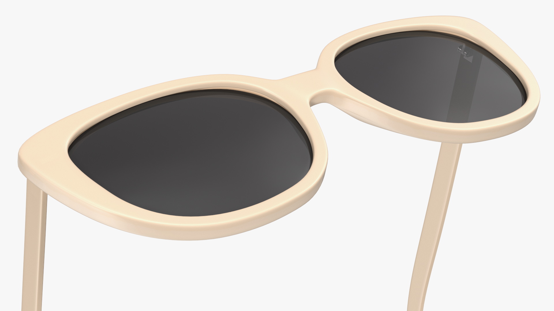 Ivory Frame Cat Eye Glasses 3D