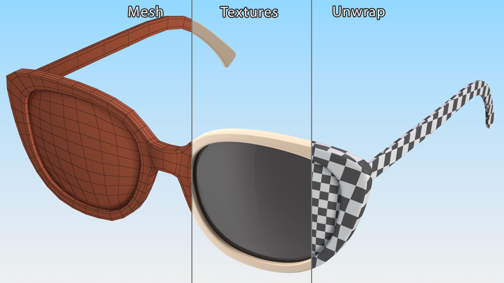 Ivory Frame Cat Eye Glasses 3D