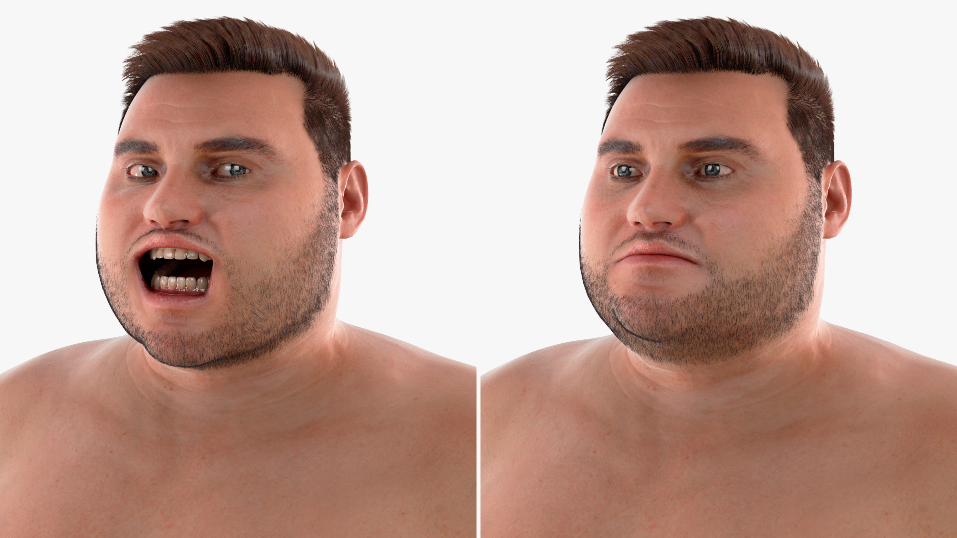 Naked Fat Man Fur Rigged 3D model