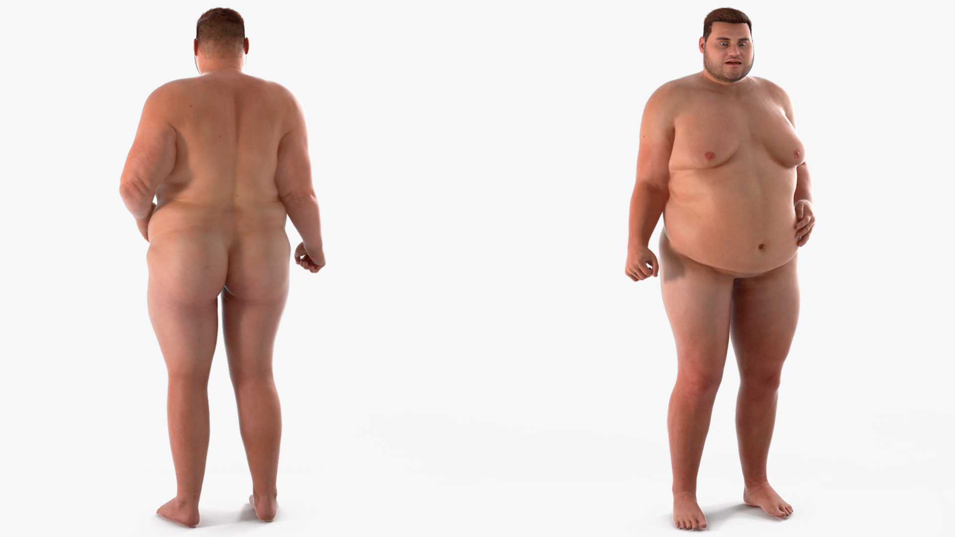 Naked Fat Man Fur Rigged 3D model