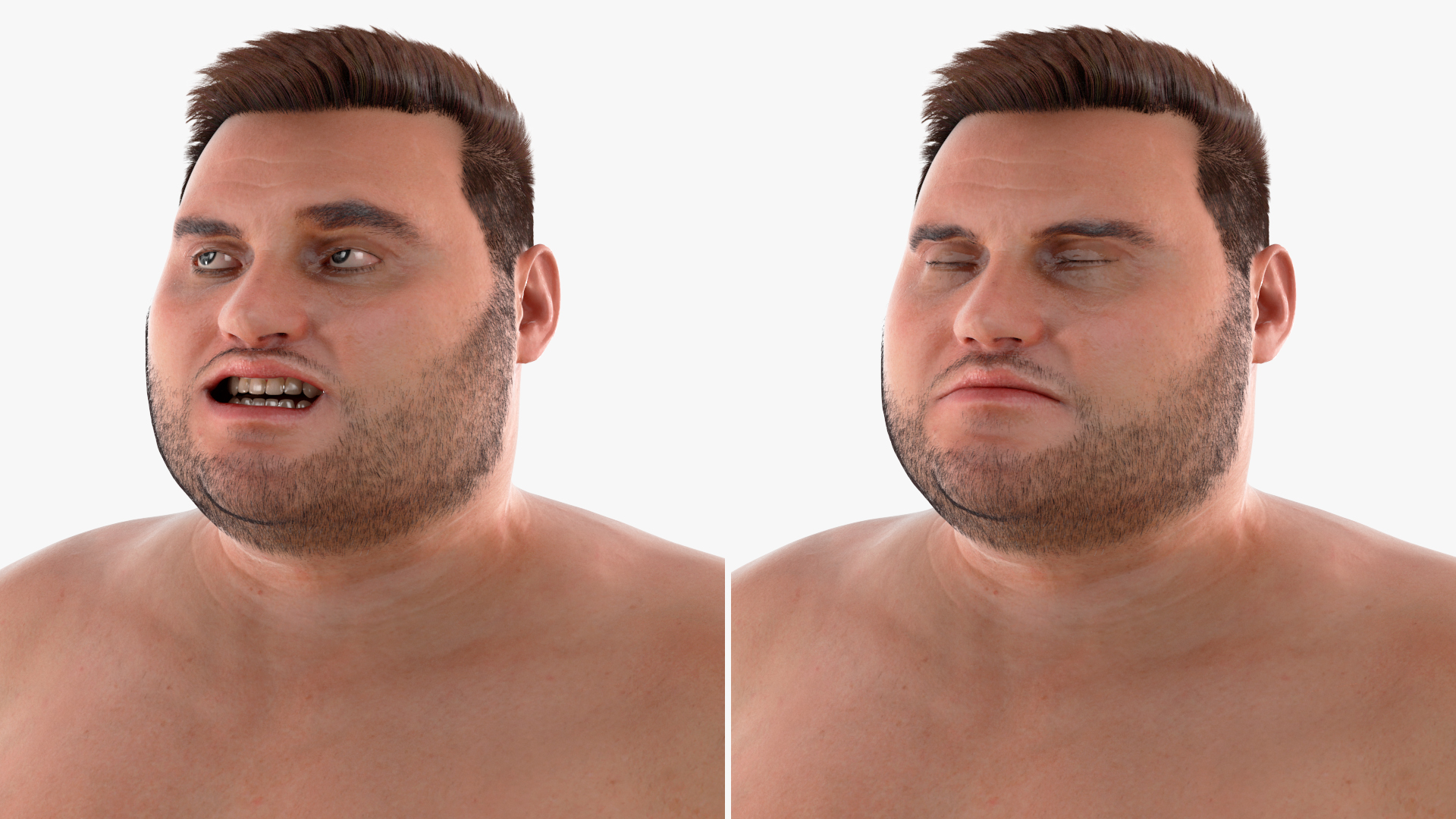 Naked Fat Man Fur Rigged 3D model