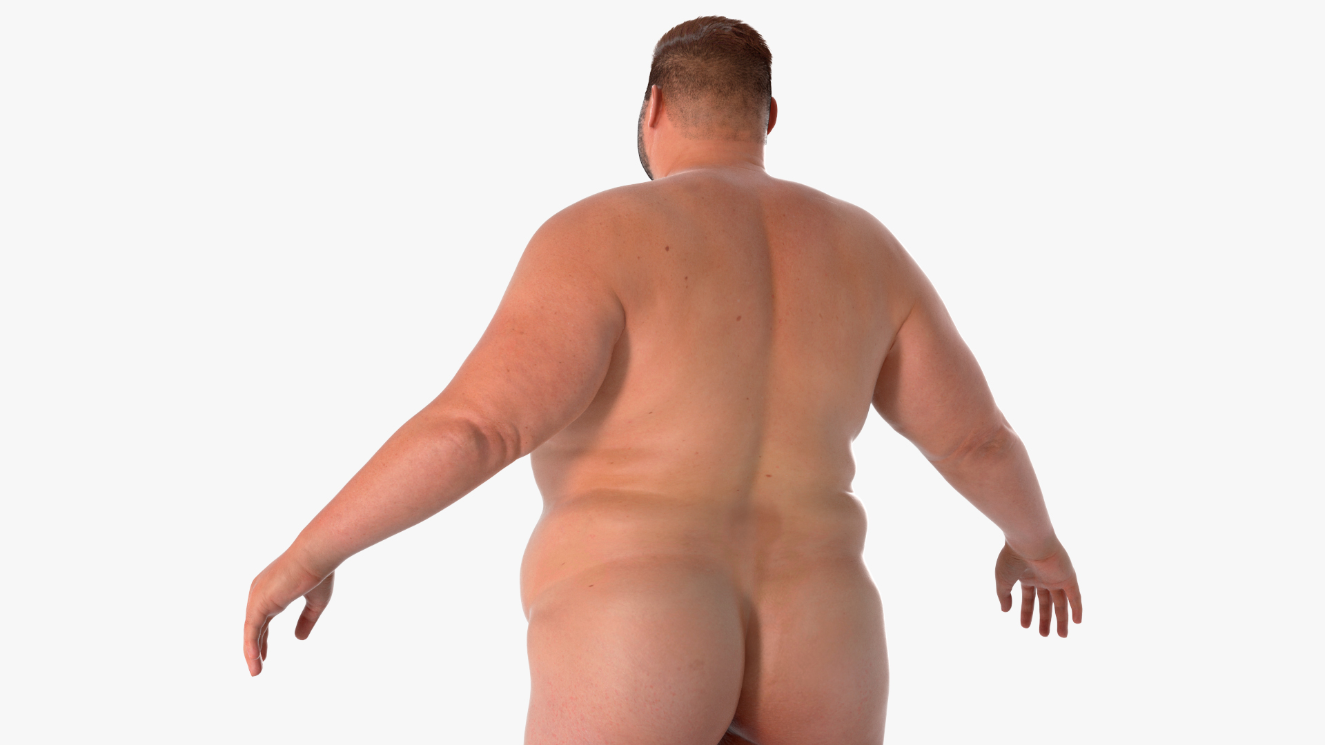 Naked Fat Man Fur Rigged 3D model