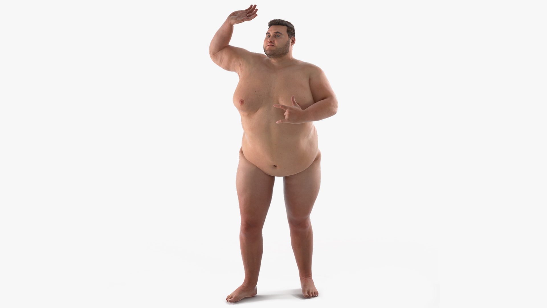 Naked Fat Man Fur Rigged 3D model