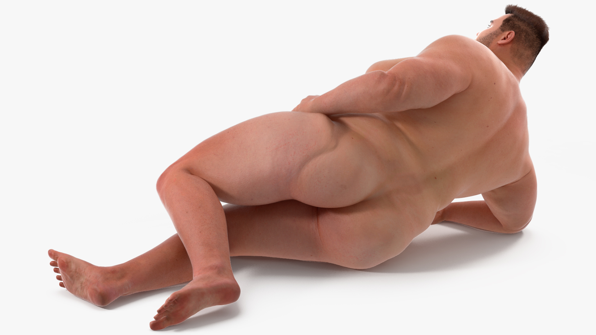 Naked Fat Man Fur Rigged 3D model
