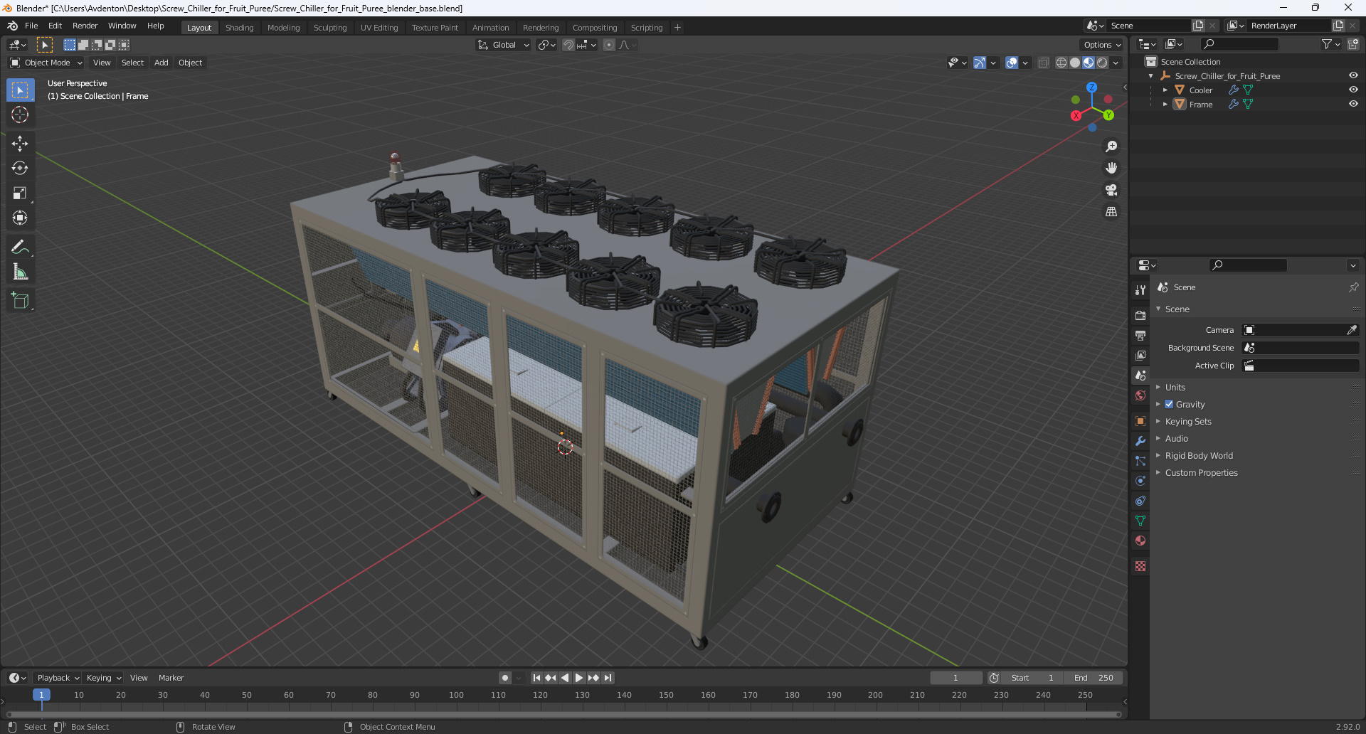 Screw Chiller for Fruit Puree 3D model