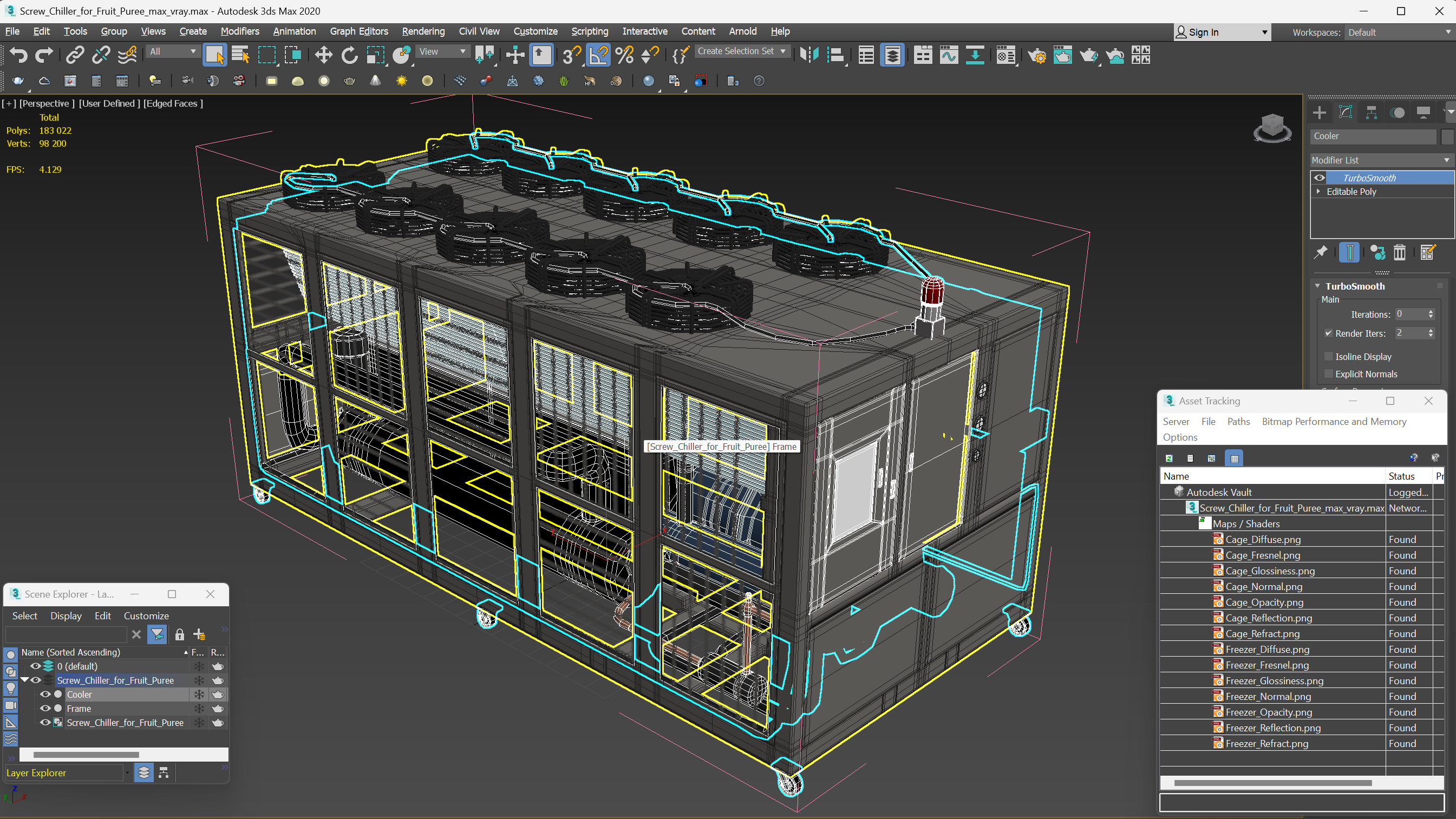 Screw Chiller for Fruit Puree 3D model