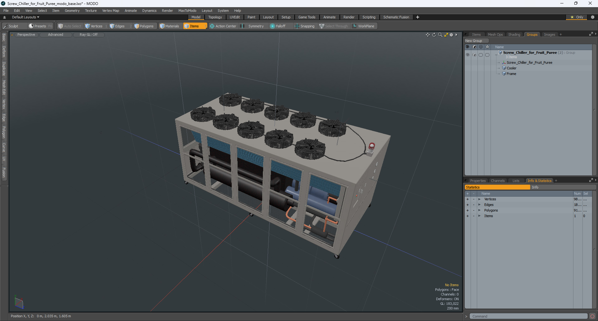 Screw Chiller for Fruit Puree 3D model