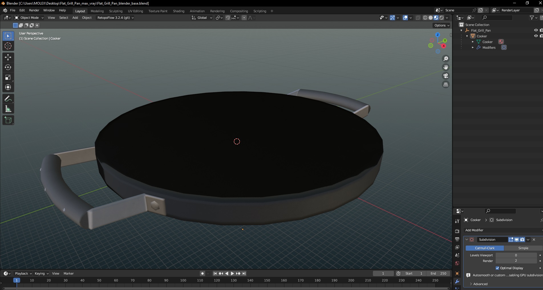 Flat Grill Pan 3D model