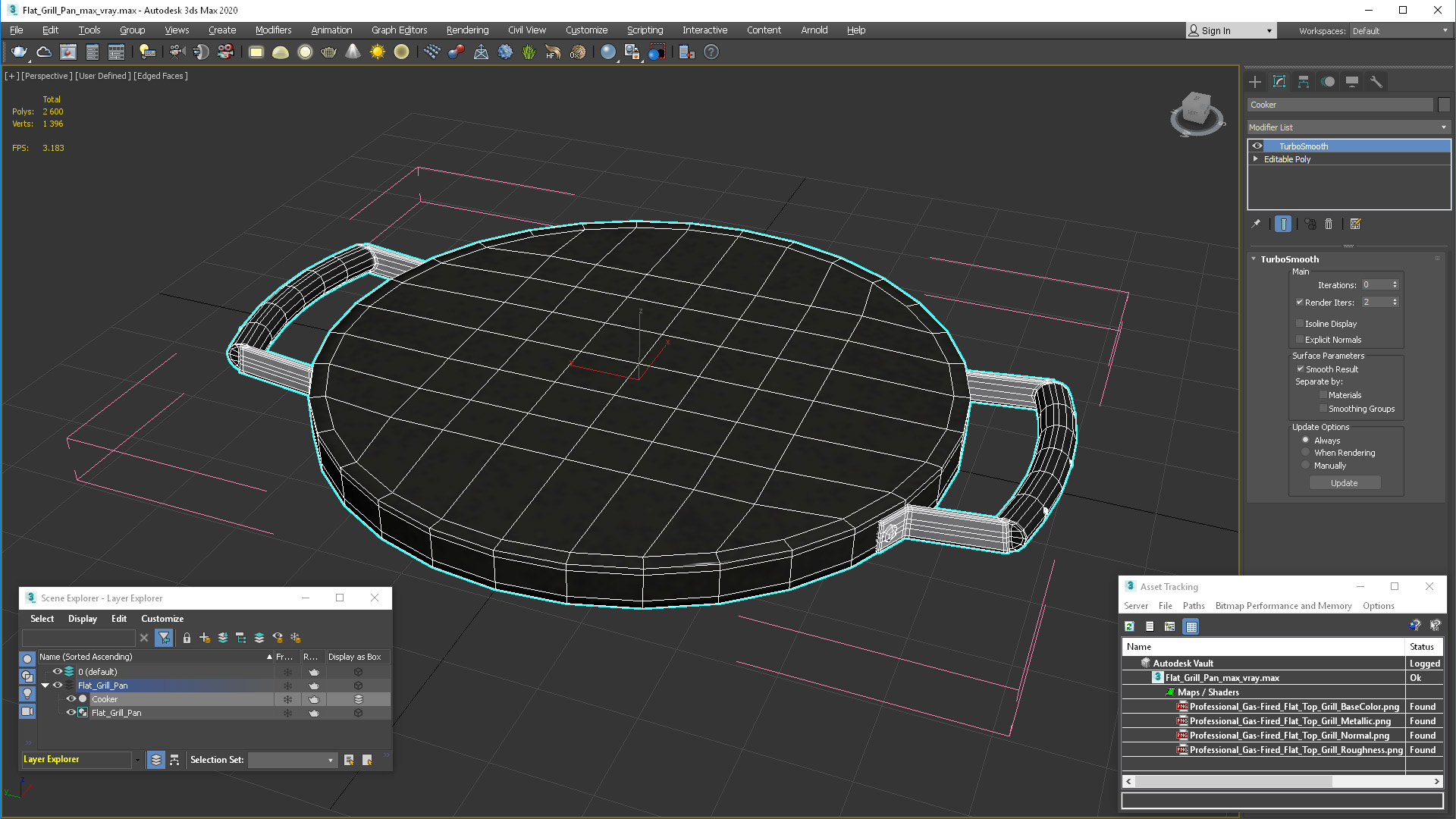 Flat Grill Pan 3D model