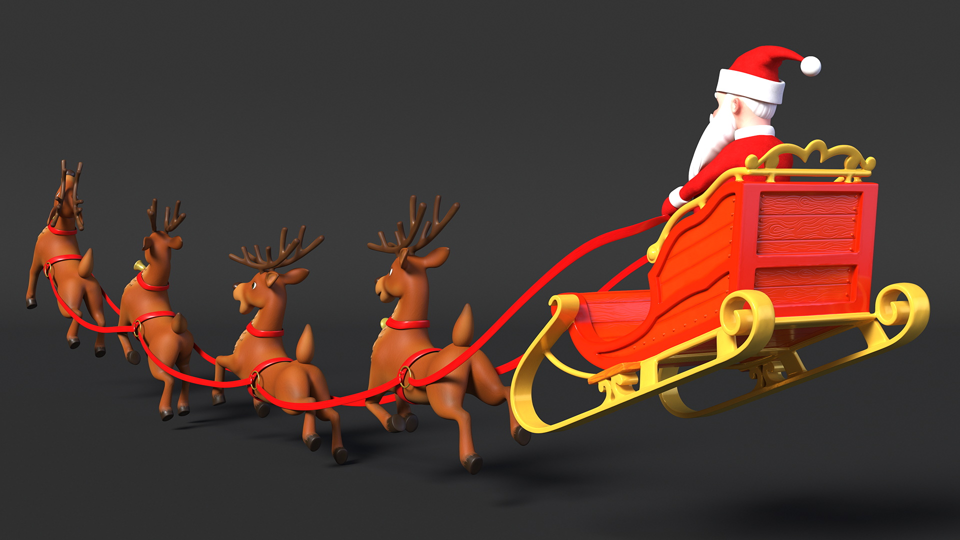 Flying Santa Claus Reindeer Sleigh 3D model