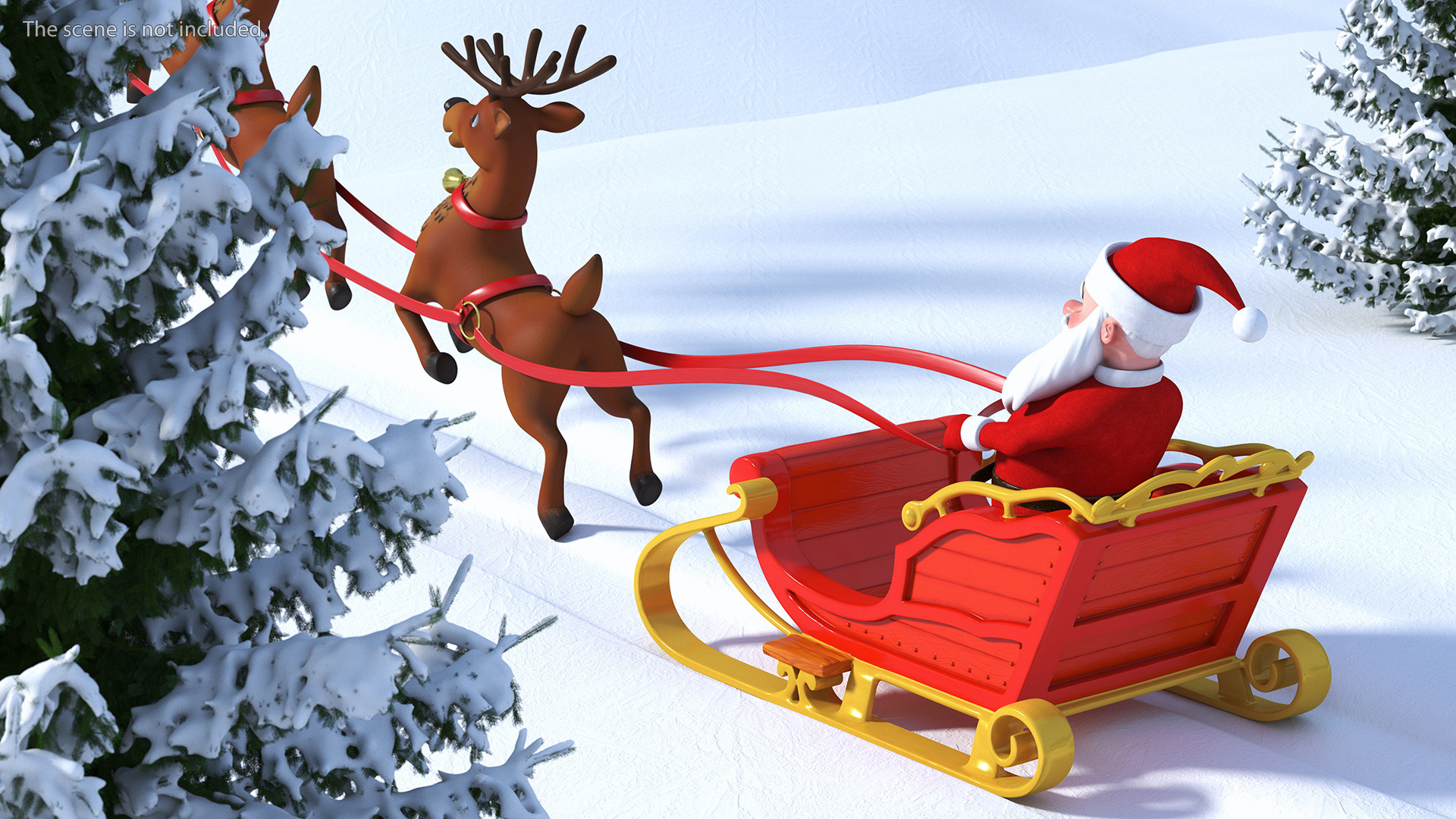 Flying Santa Claus Reindeer Sleigh 3D model