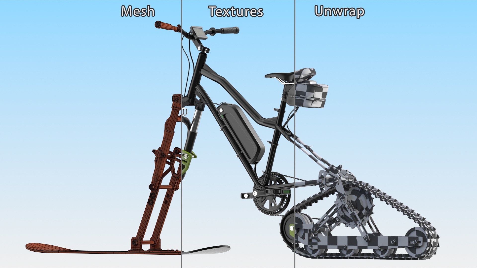 Electric SnowBike Rigged 3D model