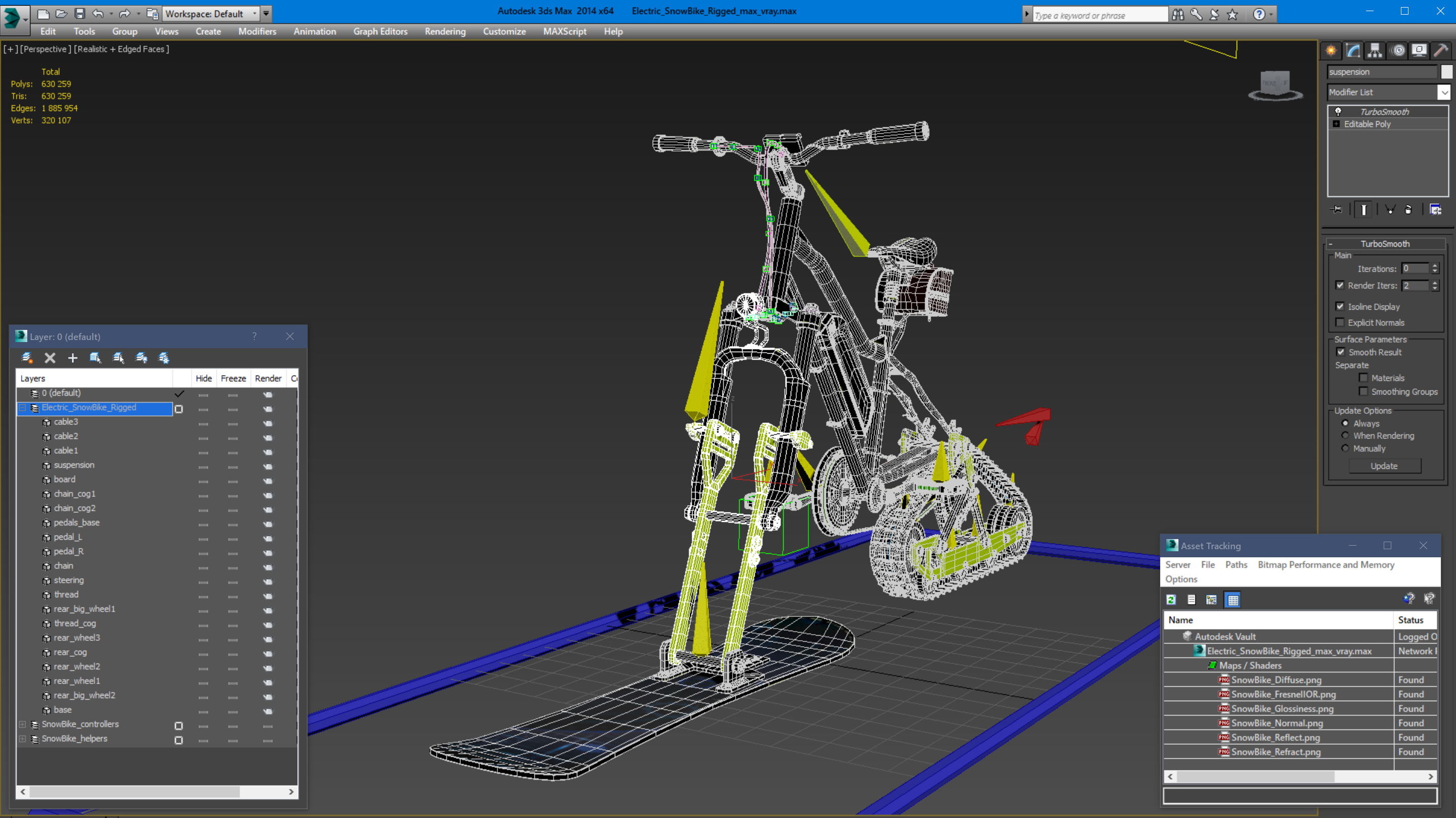 Electric SnowBike Rigged 3D model
