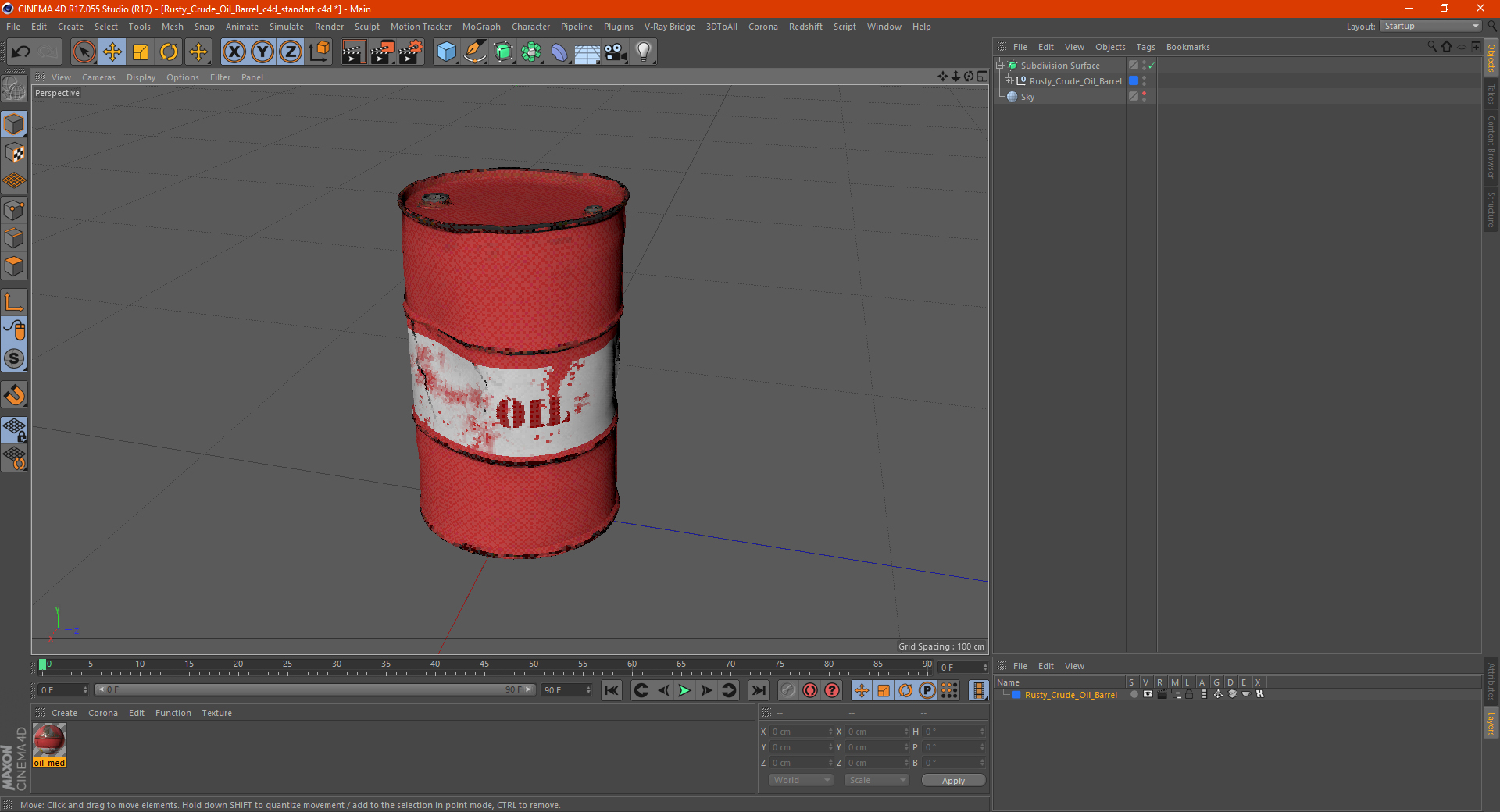 Rusty Crude Oil Barrel 3D