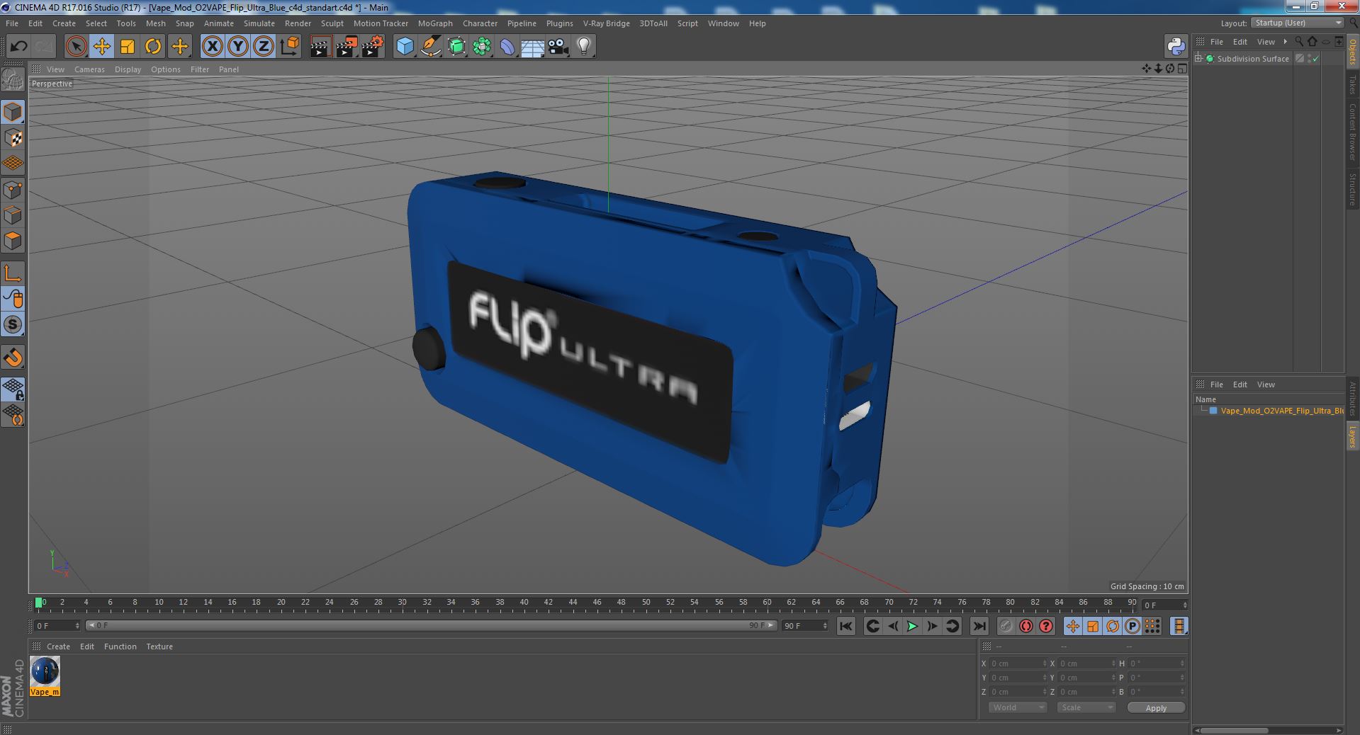 3D Vape Mod O2VAPE Flip Ultra Blue