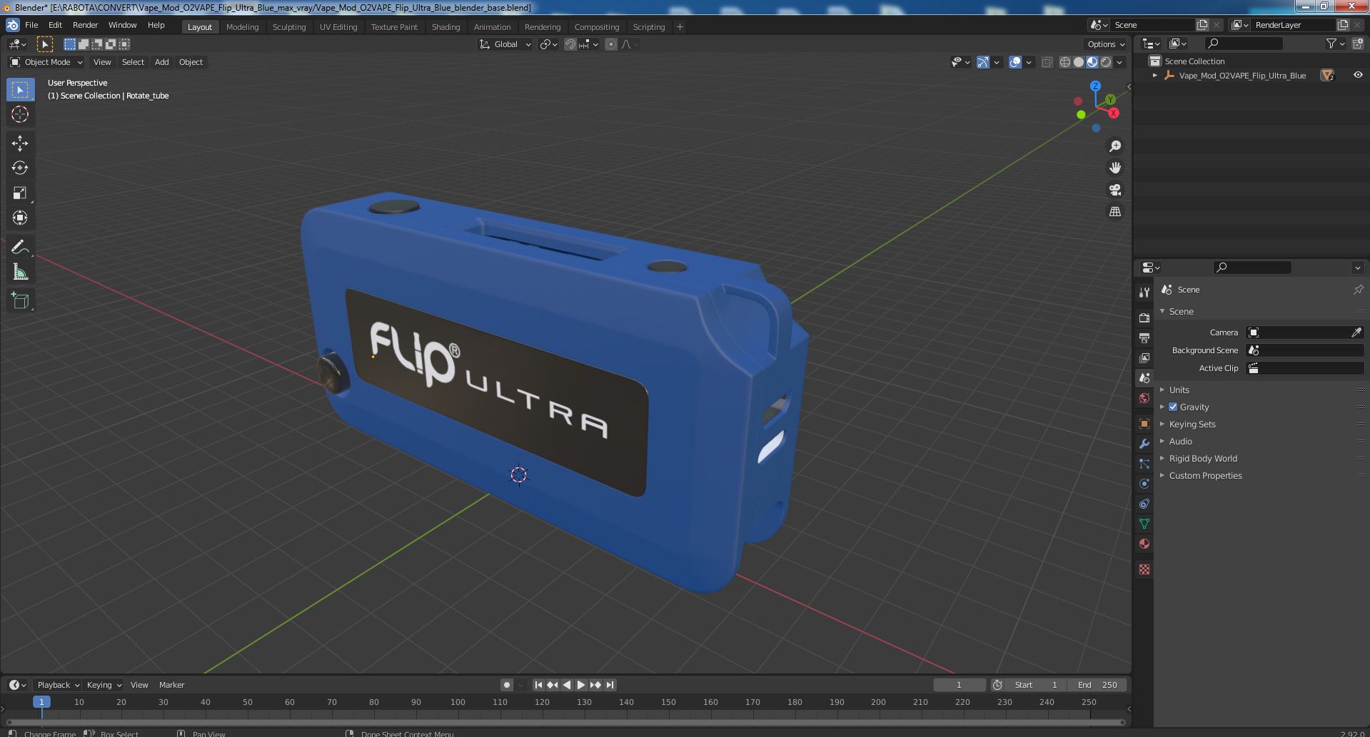 3D Vape Mod O2VAPE Flip Ultra Blue