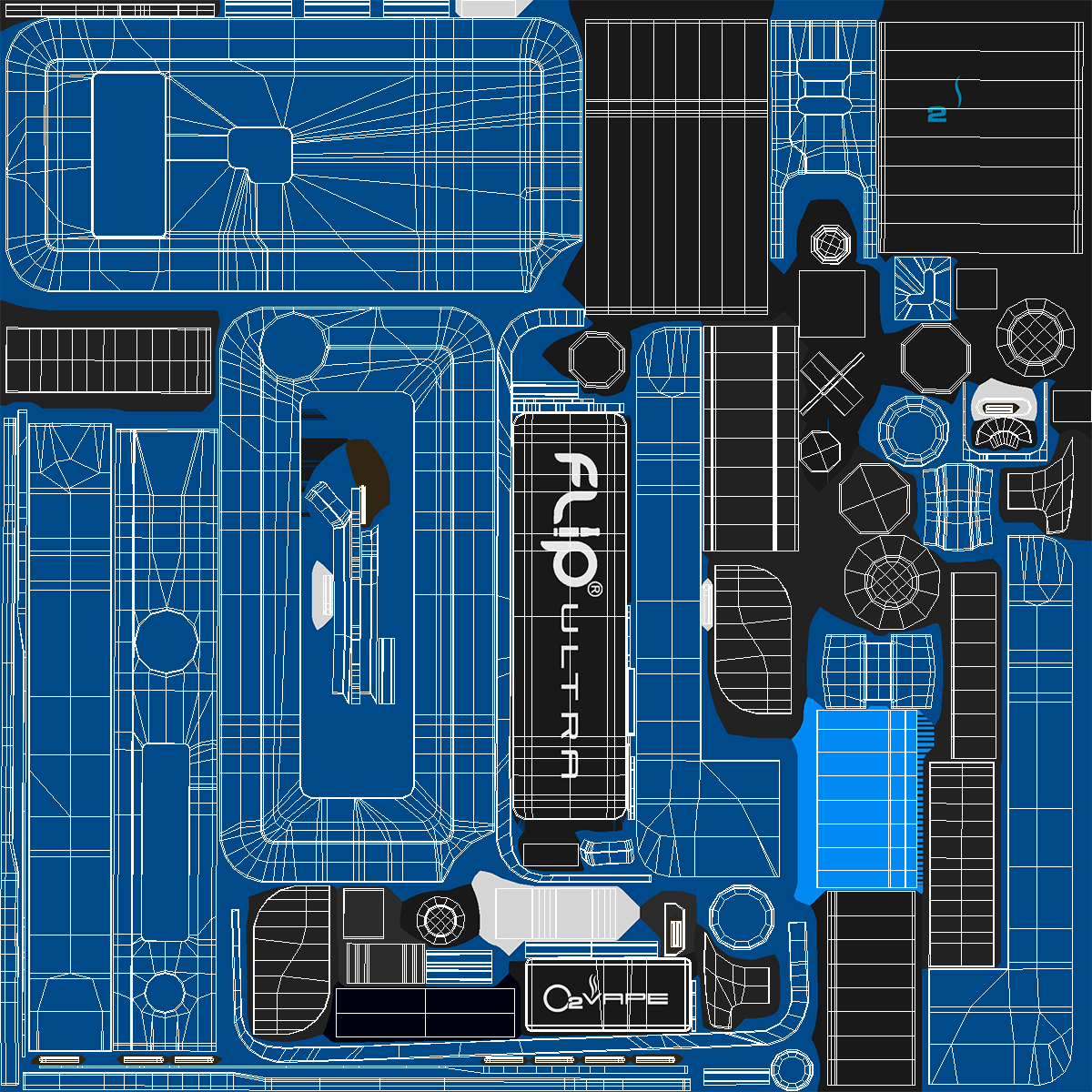 3D Vape Mod O2VAPE Flip Ultra Blue