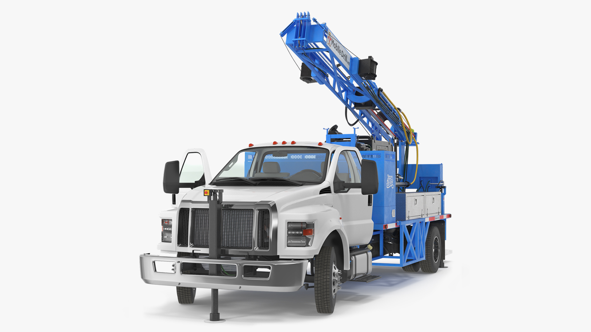 Mobile B-51 Drill Rig Truck Blue Rigged 3D model