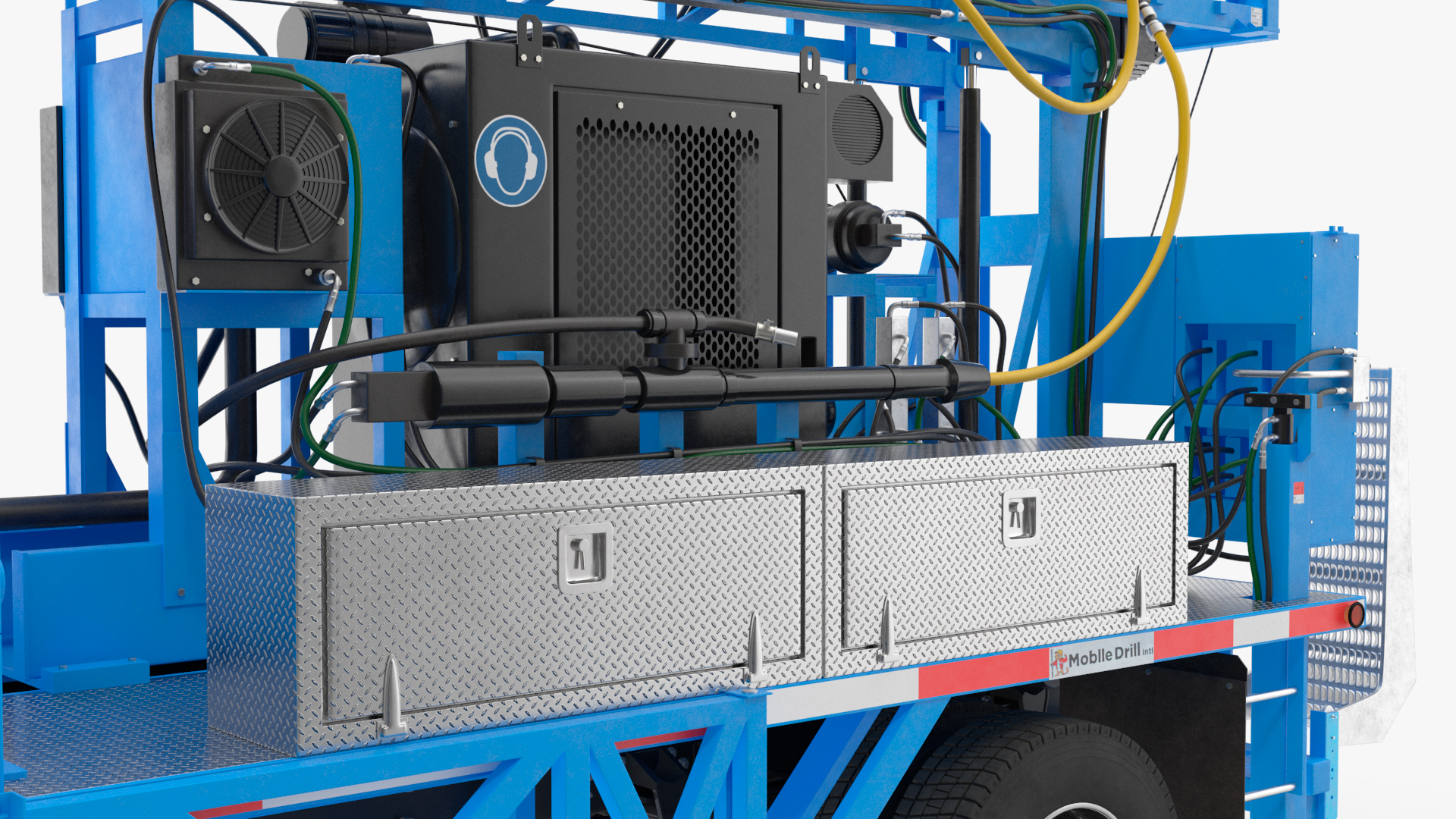 Mobile B-51 Drill Rig Truck Blue Rigged 3D model