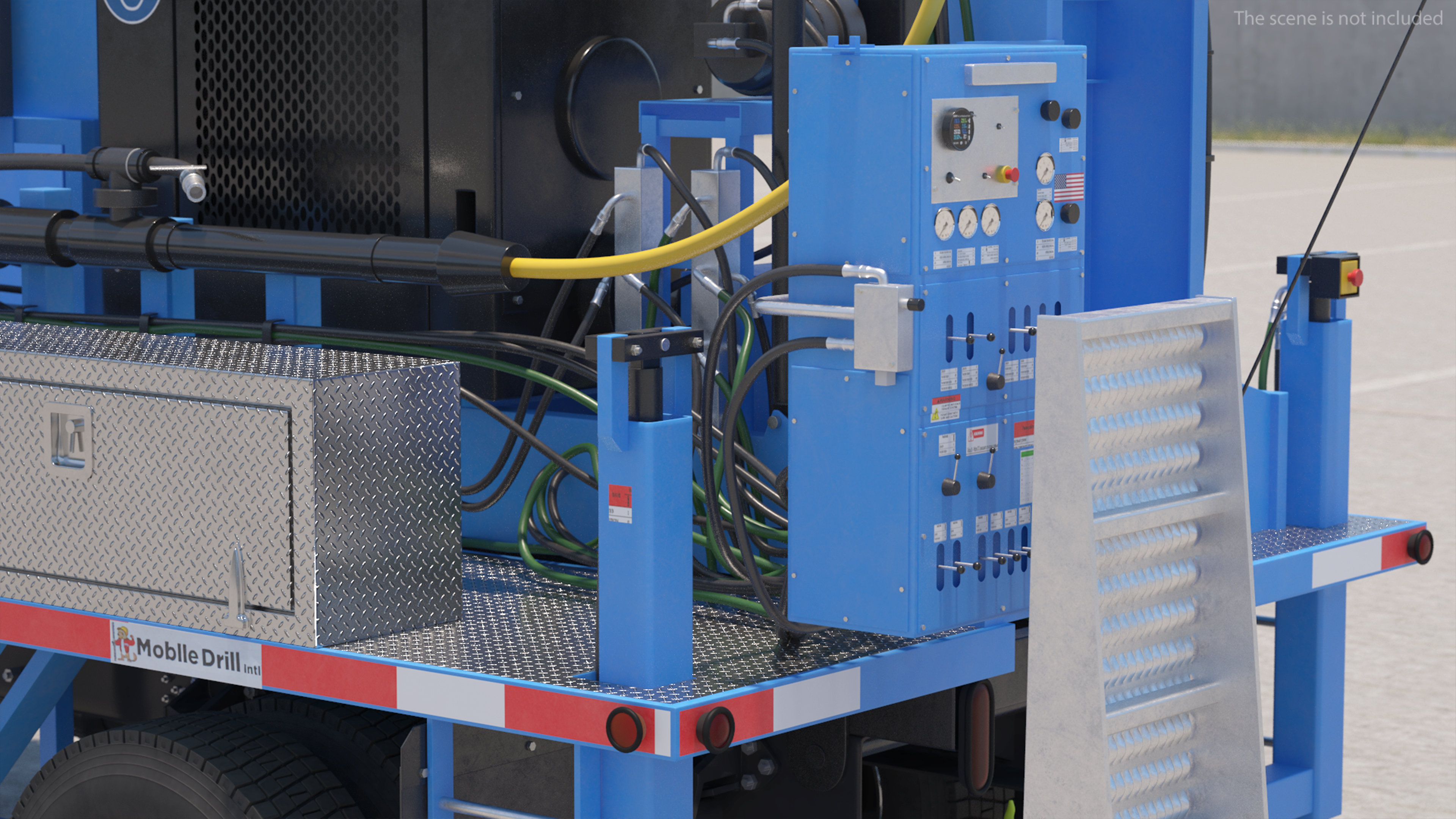 Mobile B-51 Drill Rig Truck Blue Rigged 3D model