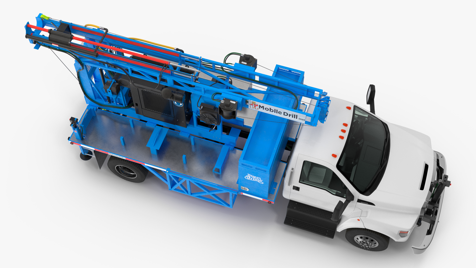 Mobile B-51 Drill Rig Truck Blue Rigged 3D model