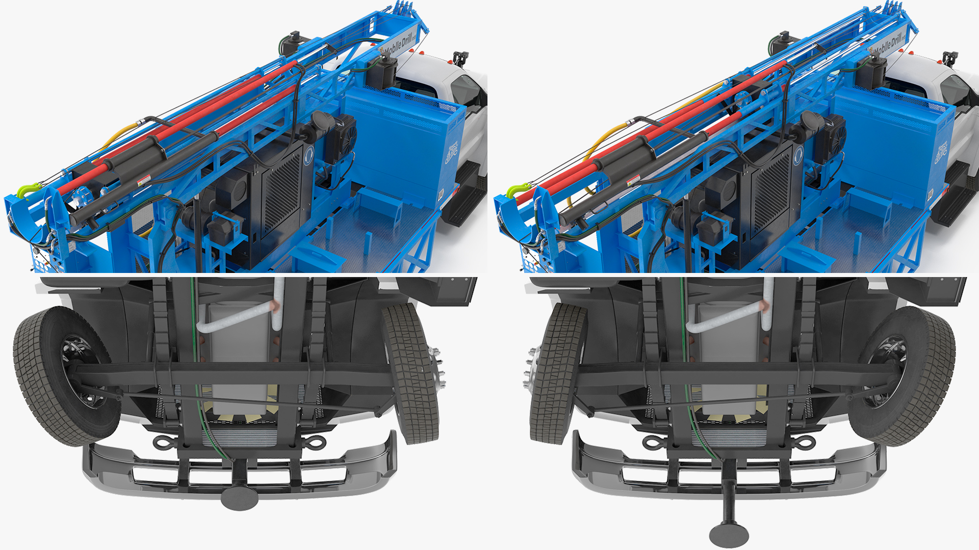 Mobile B-51 Drill Rig Truck Blue Rigged 3D model
