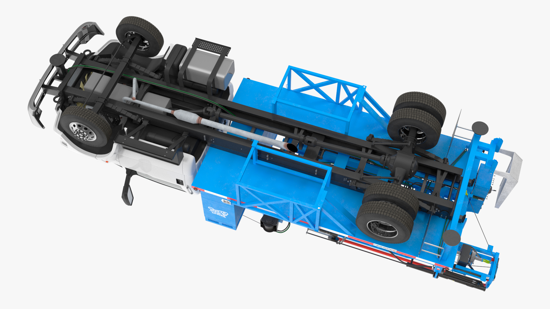 Mobile B-51 Drill Rig Truck Blue Rigged 3D model