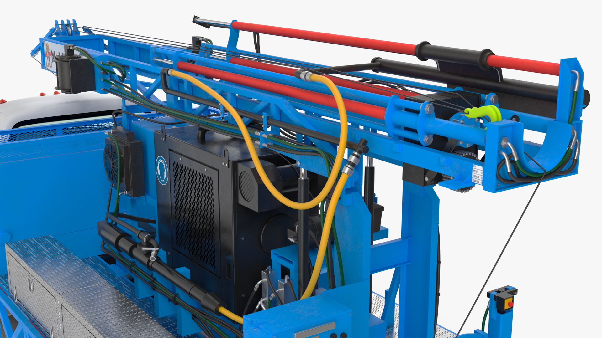 Mobile B-51 Drill Rig Truck Blue Rigged 3D model