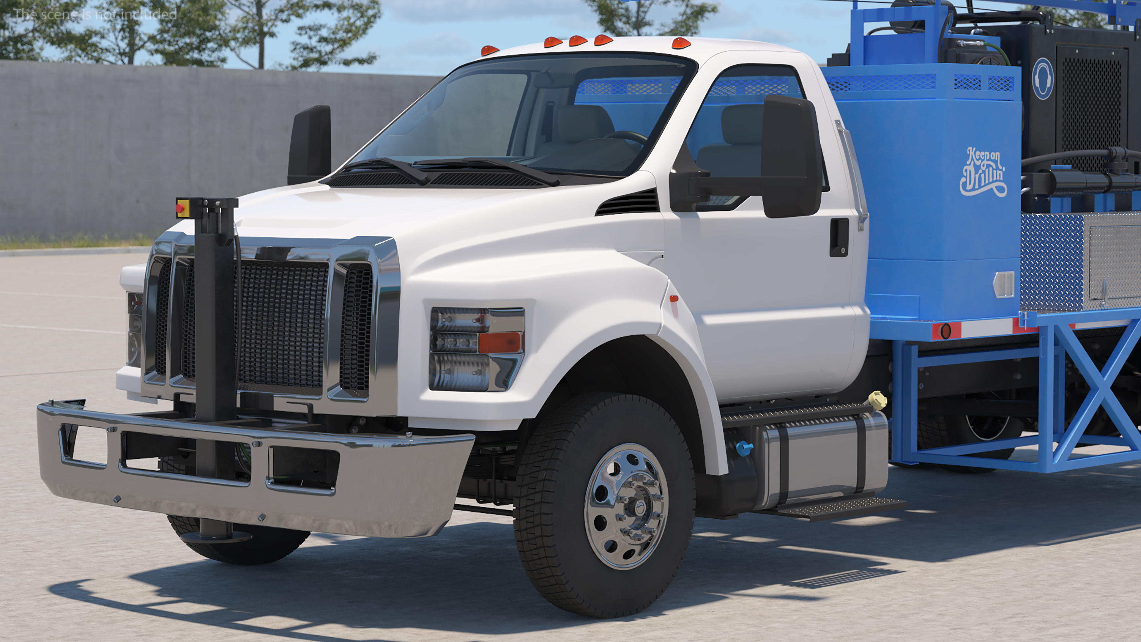 Mobile B-51 Drill Rig Truck Blue Rigged 3D model