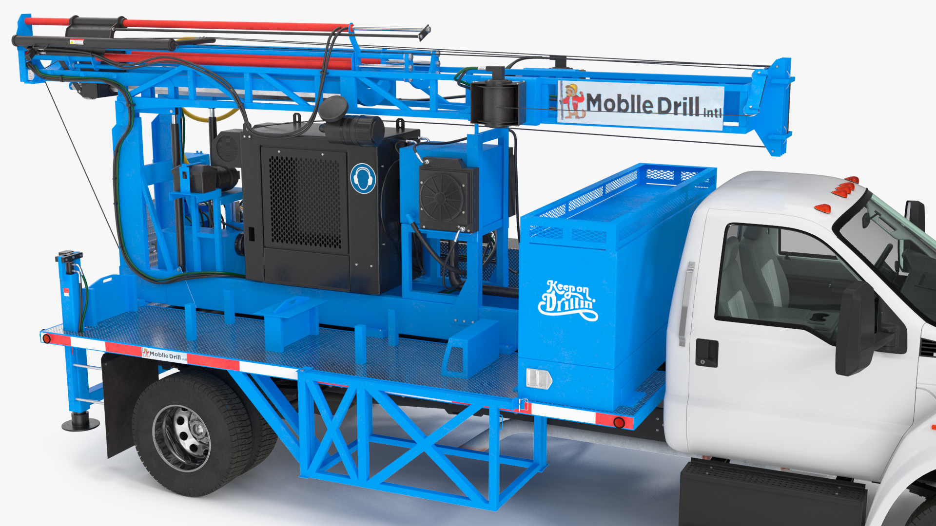 Mobile B-51 Drill Rig Truck Blue Rigged 3D model