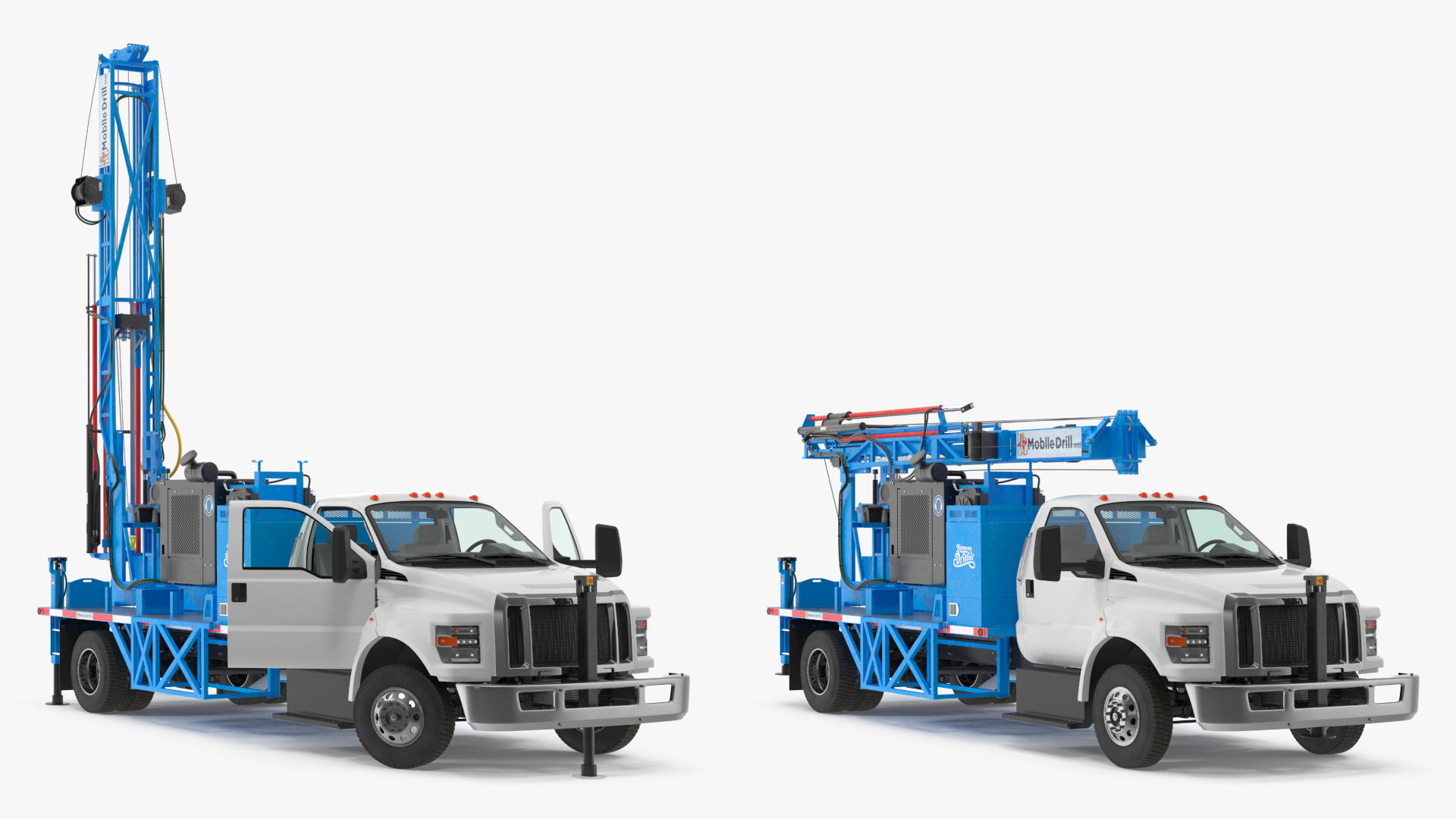 Mobile B-51 Drill Rig Truck Blue Rigged 3D model