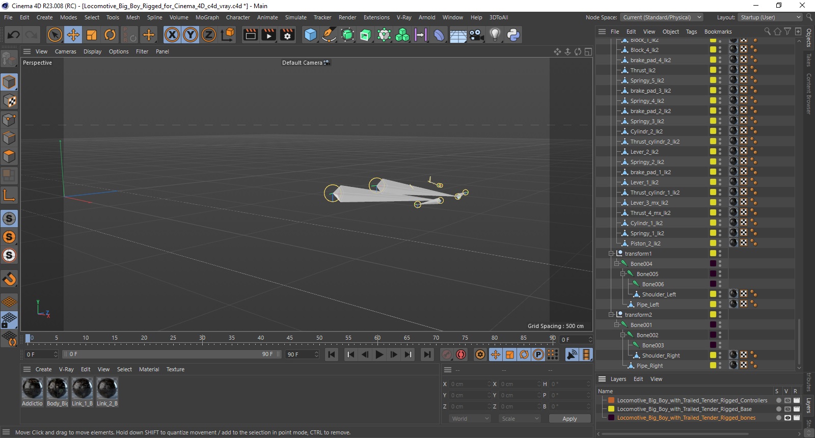 Locomotive Big Boy Rigged for Cinema 4D 3D model