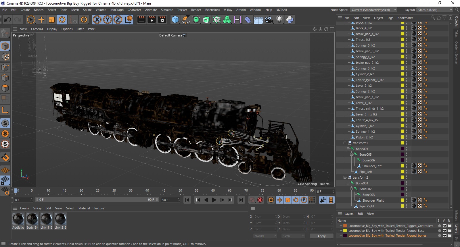 Locomotive Big Boy Rigged for Cinema 4D 3D model