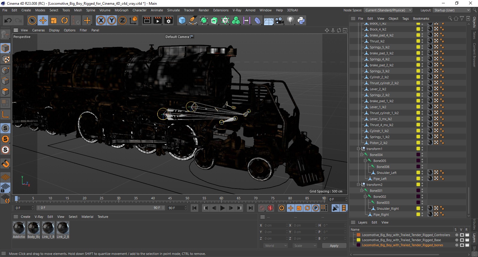 Locomotive Big Boy Rigged for Cinema 4D 3D model