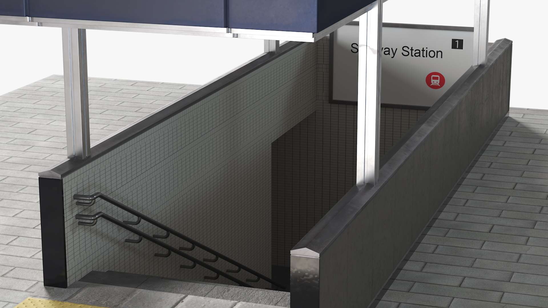 Modern Subway Entry 3D model