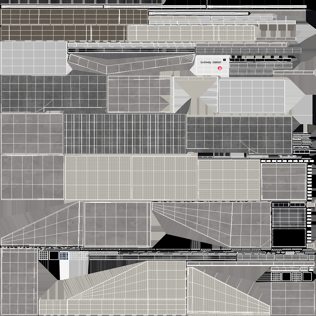 Modern Subway Entry 3D model
