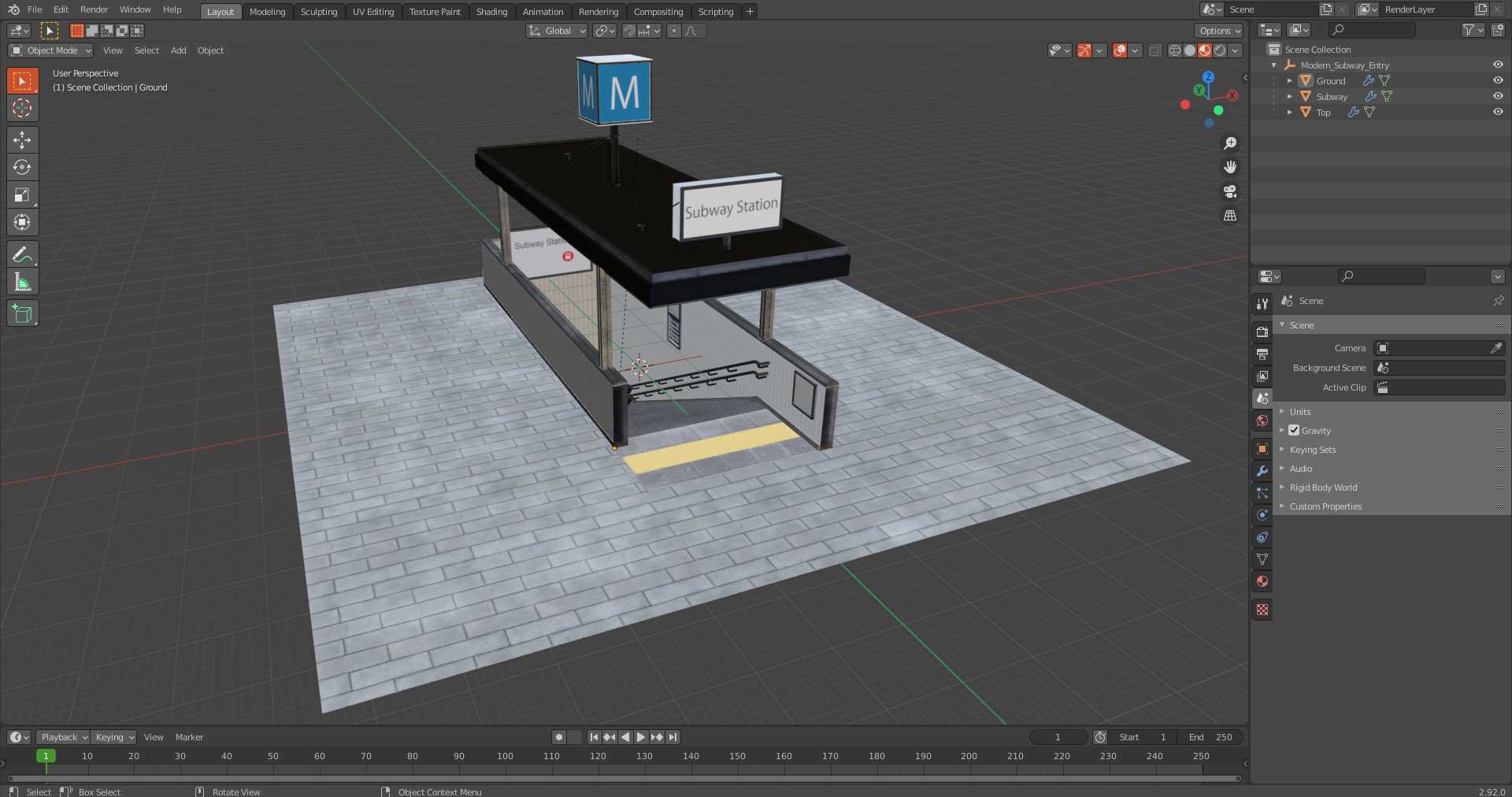 Modern Subway Entry 3D model